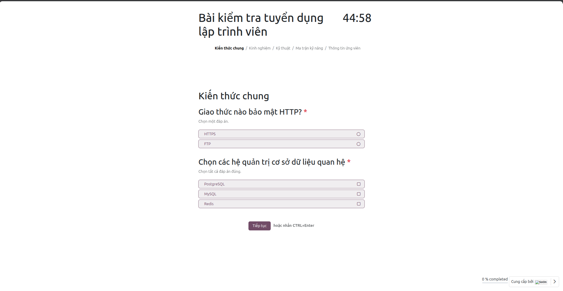 Applicant taking the online test
