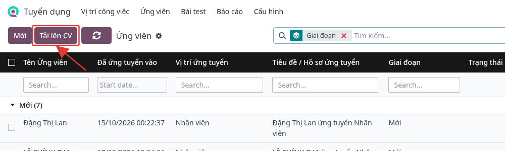 Upload CV dialog