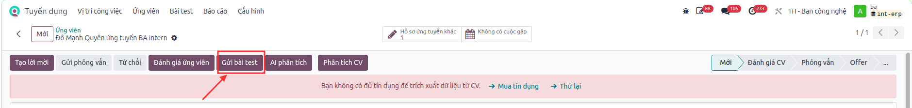 Applicant in the First Interview stage