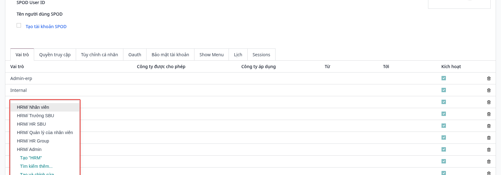 Adding a role line to the user