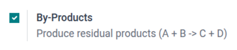 Enable By-Products in the Manufacturing configuration settings.