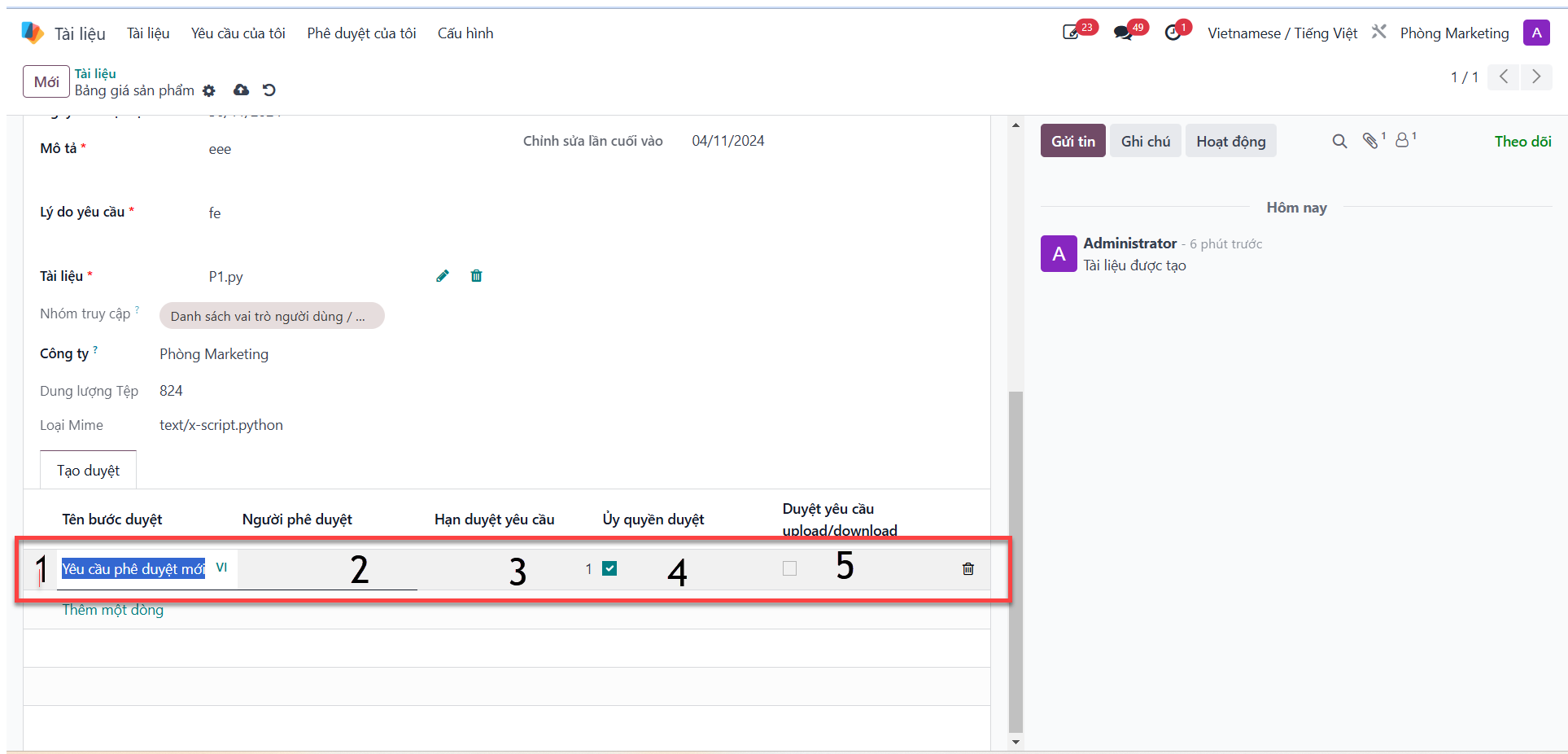Configuring approval parameters, approver designation, and delegation settings