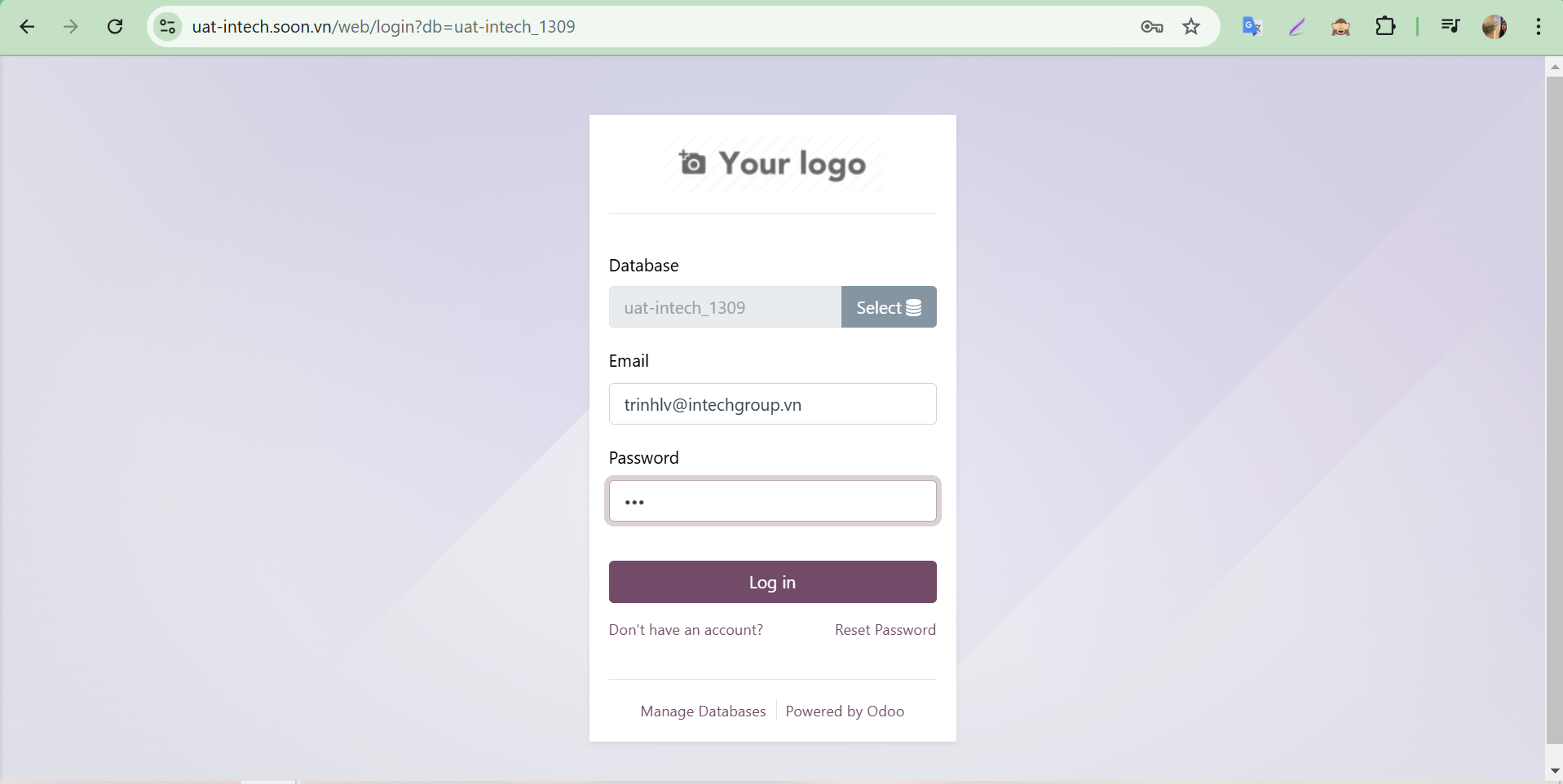 S-ERP portal login screen and credential entry