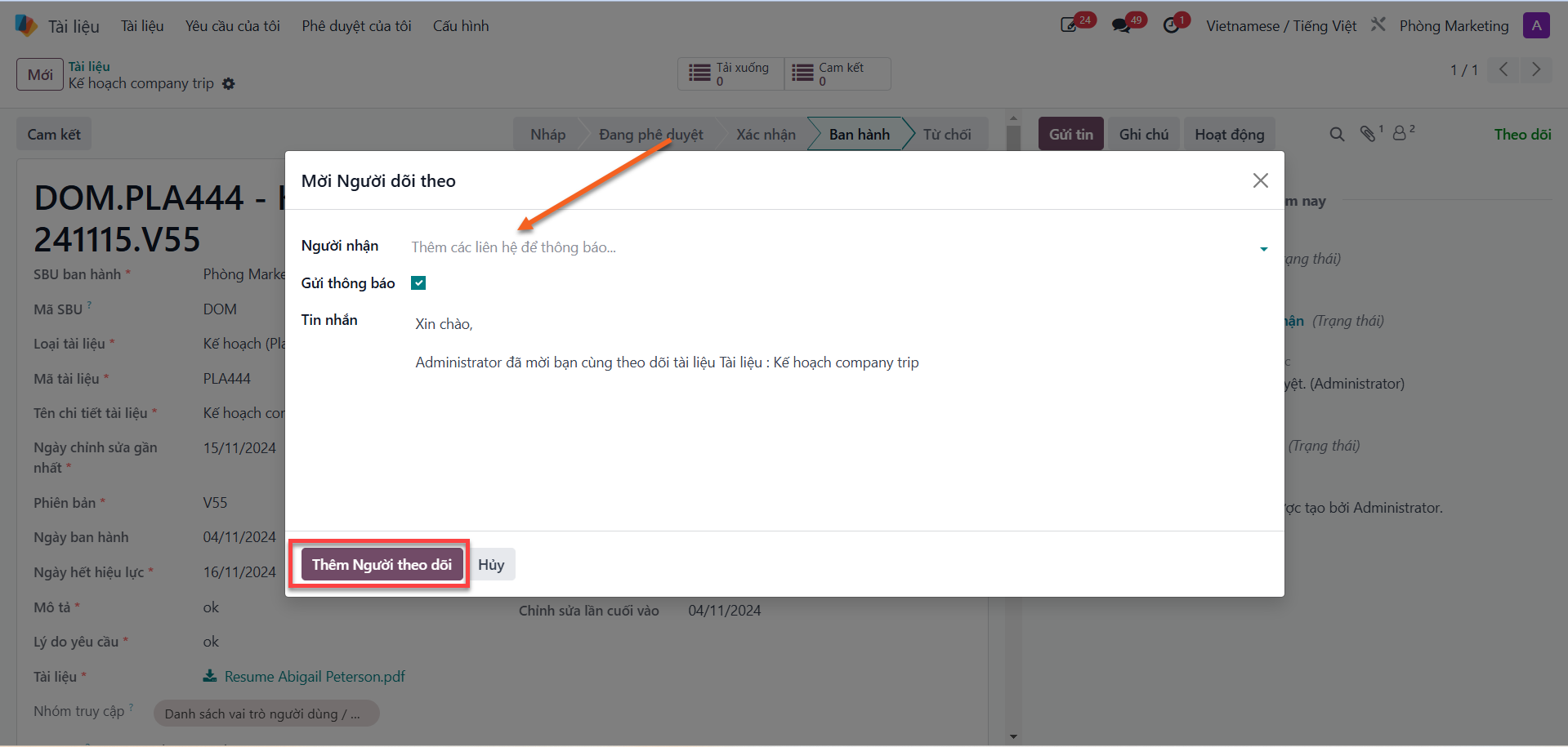 Searching user and confirming follower addition