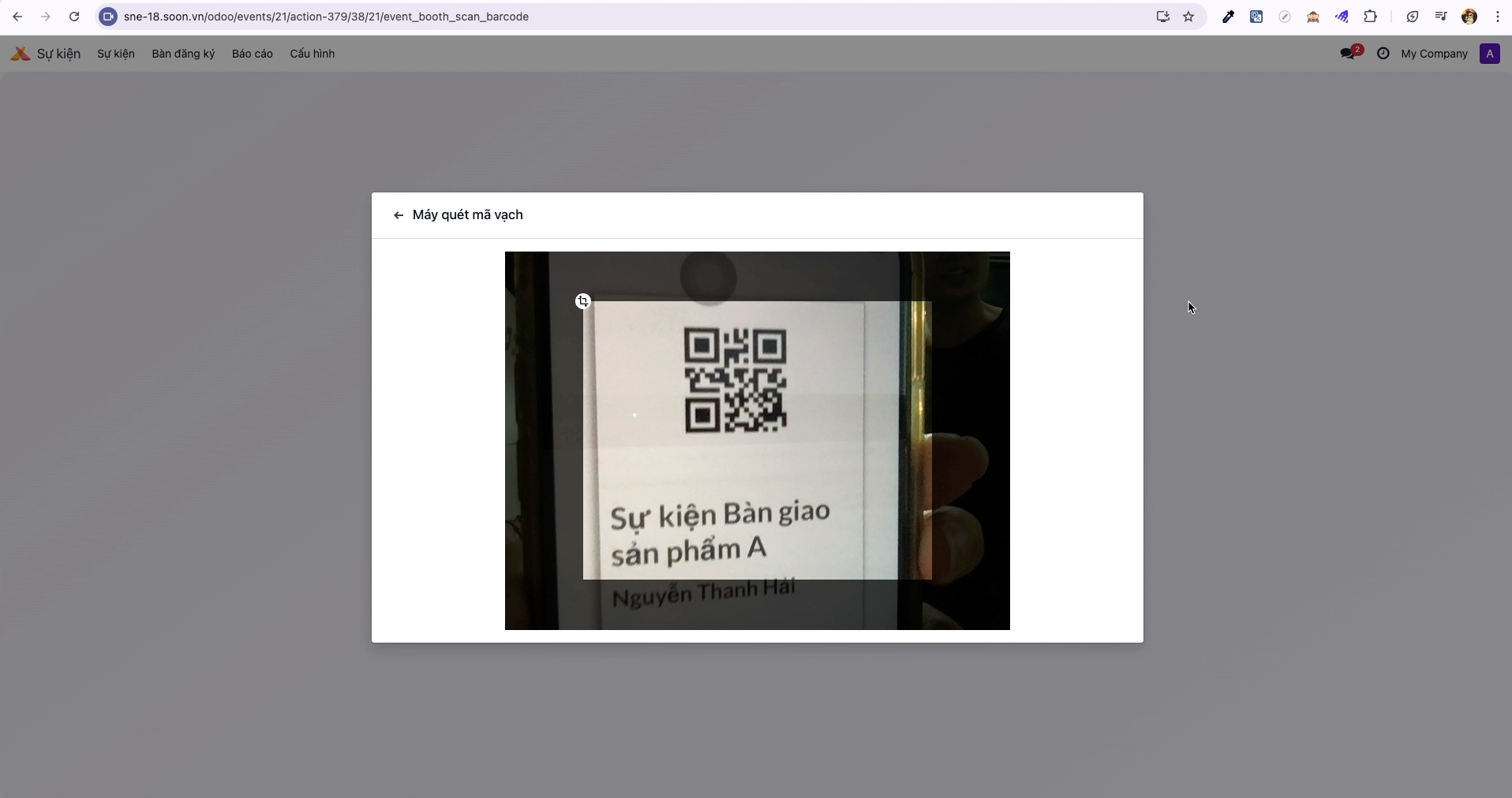 Scanning attendee QR badge