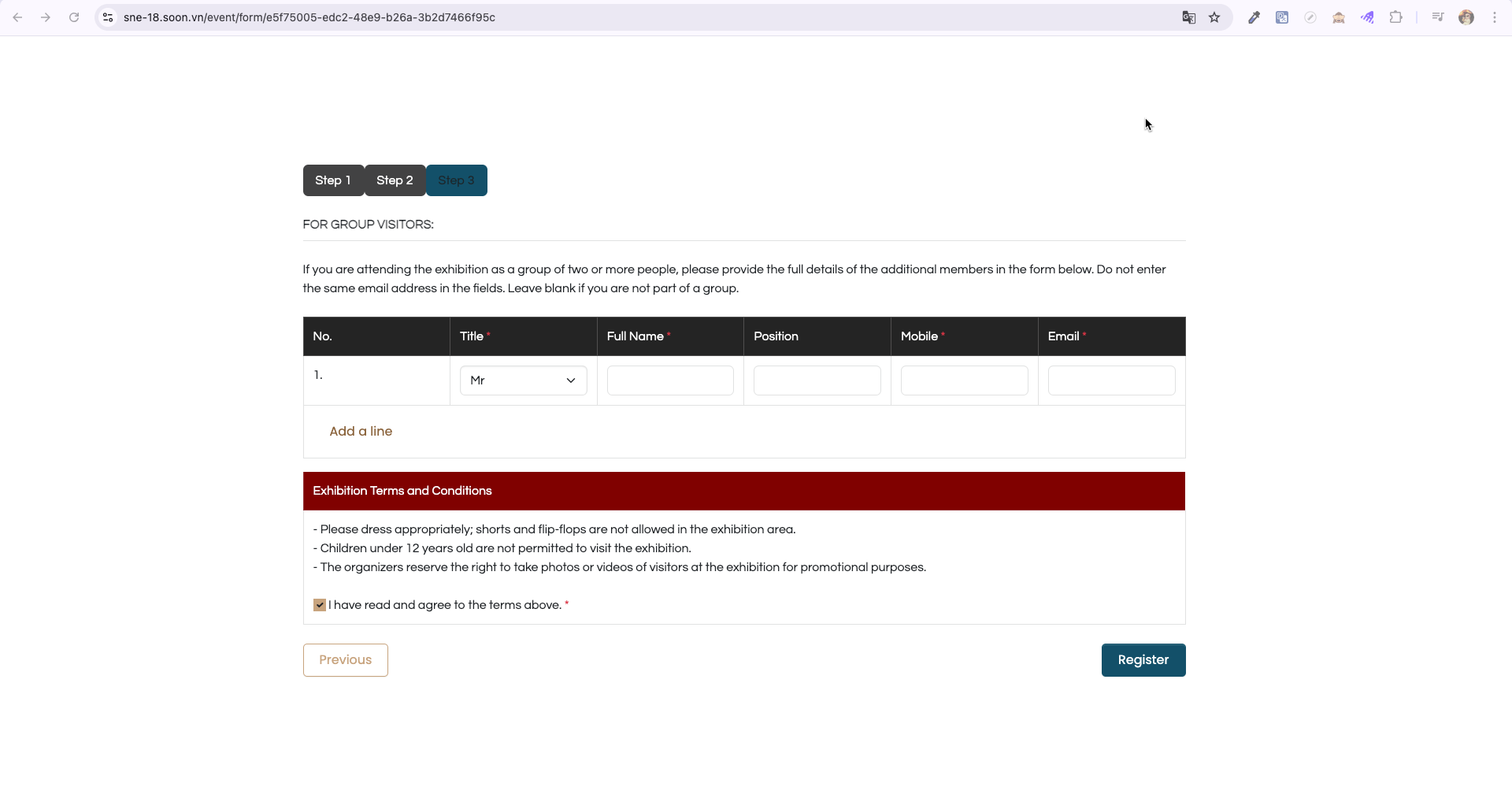 Completing terms and submission