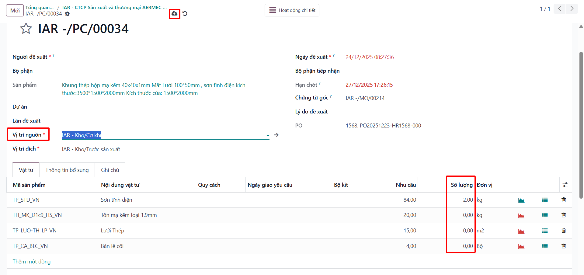 Saving picking slip with selected warehouse