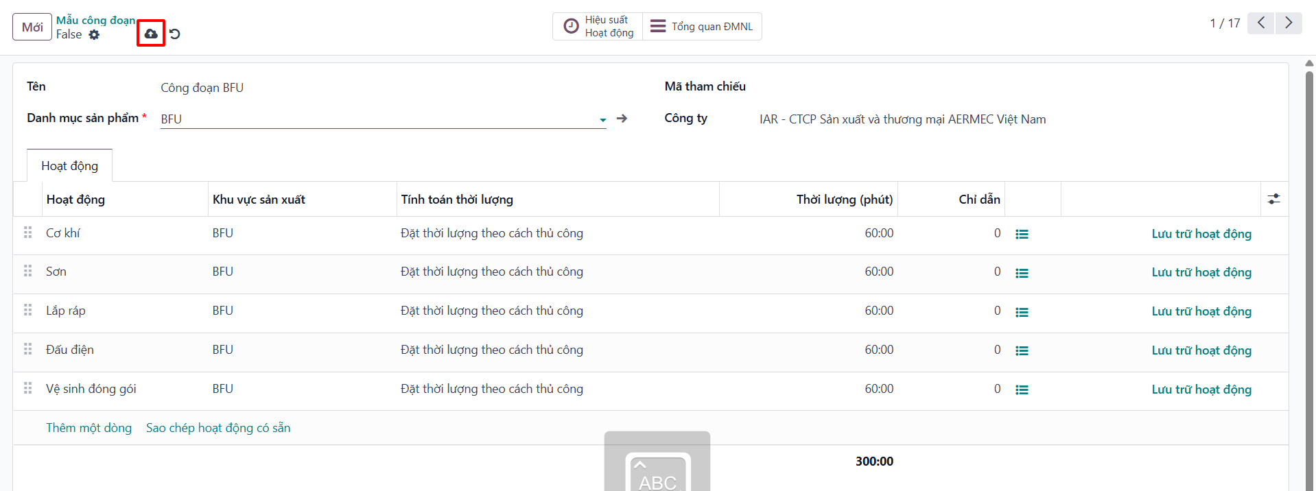 Saved routing template ready for automated production routing