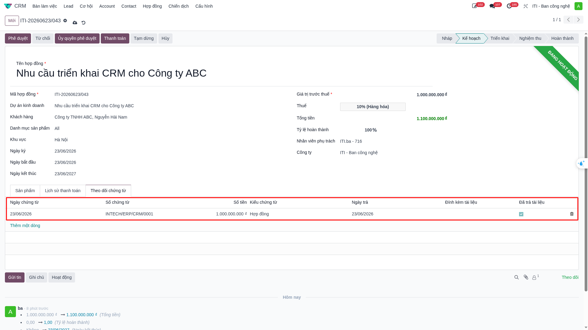 Accountant payment approval action button