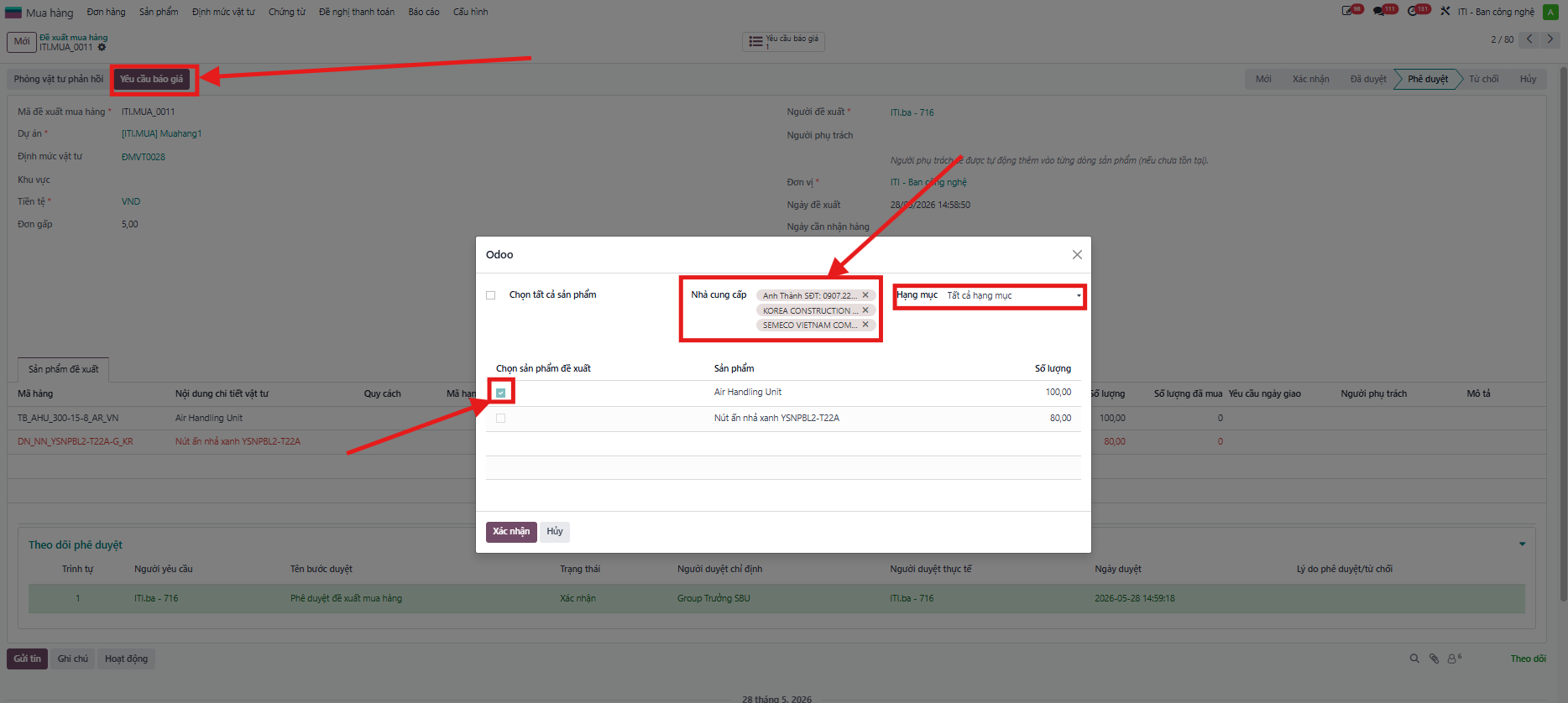 Selecting items and candidate vendors for quotation