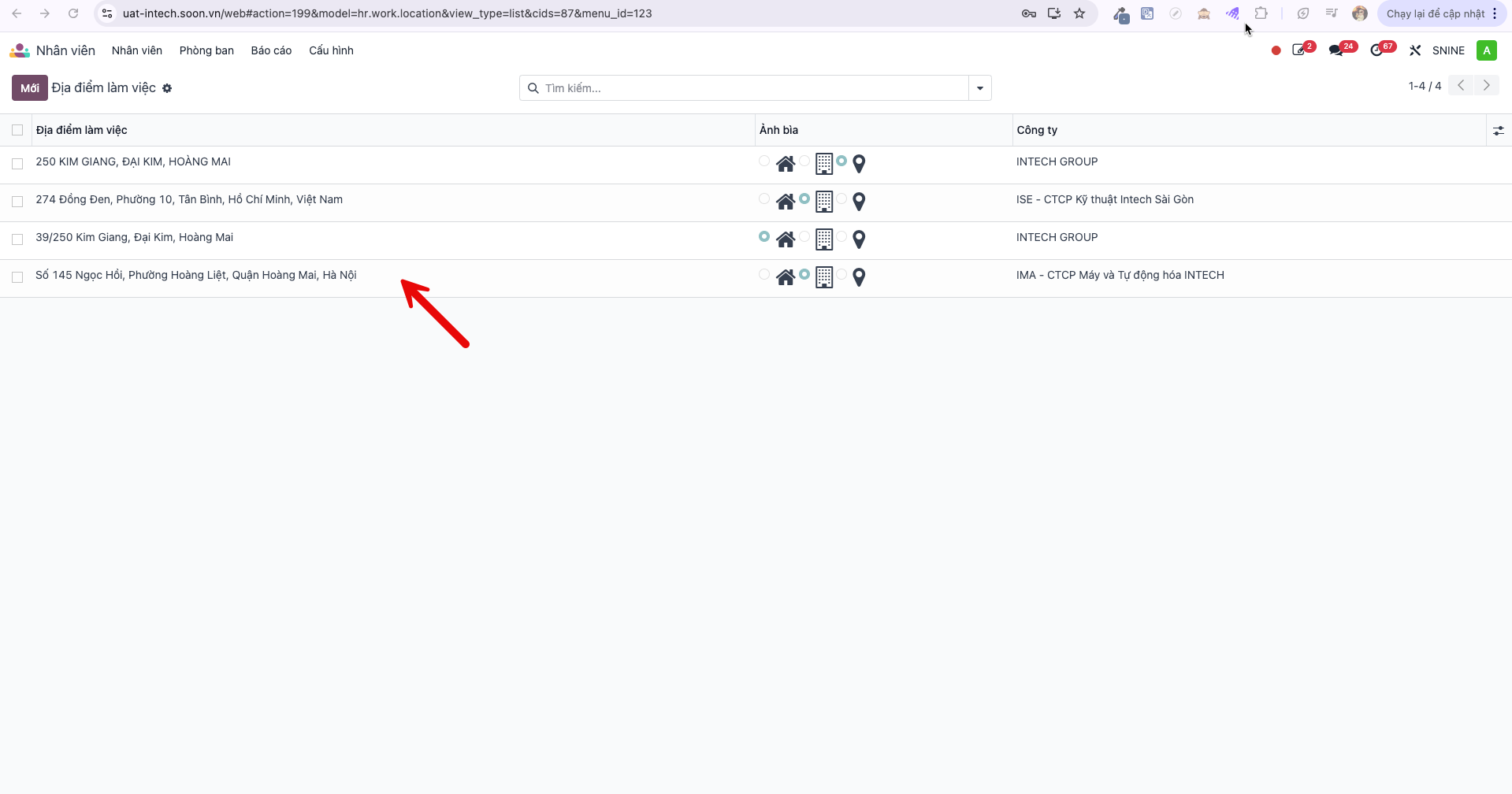 Saved work location record