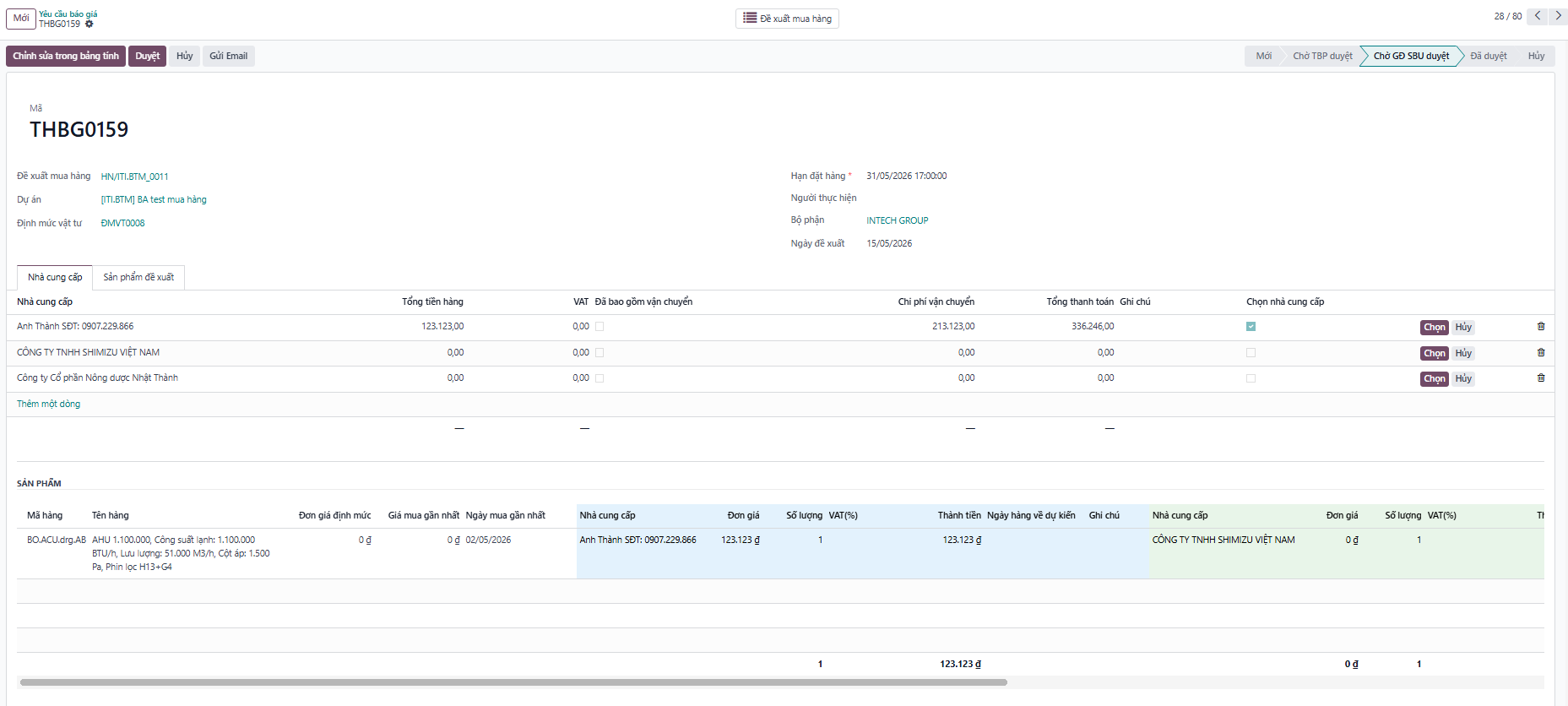 Final purchase order confirmation and PO creation