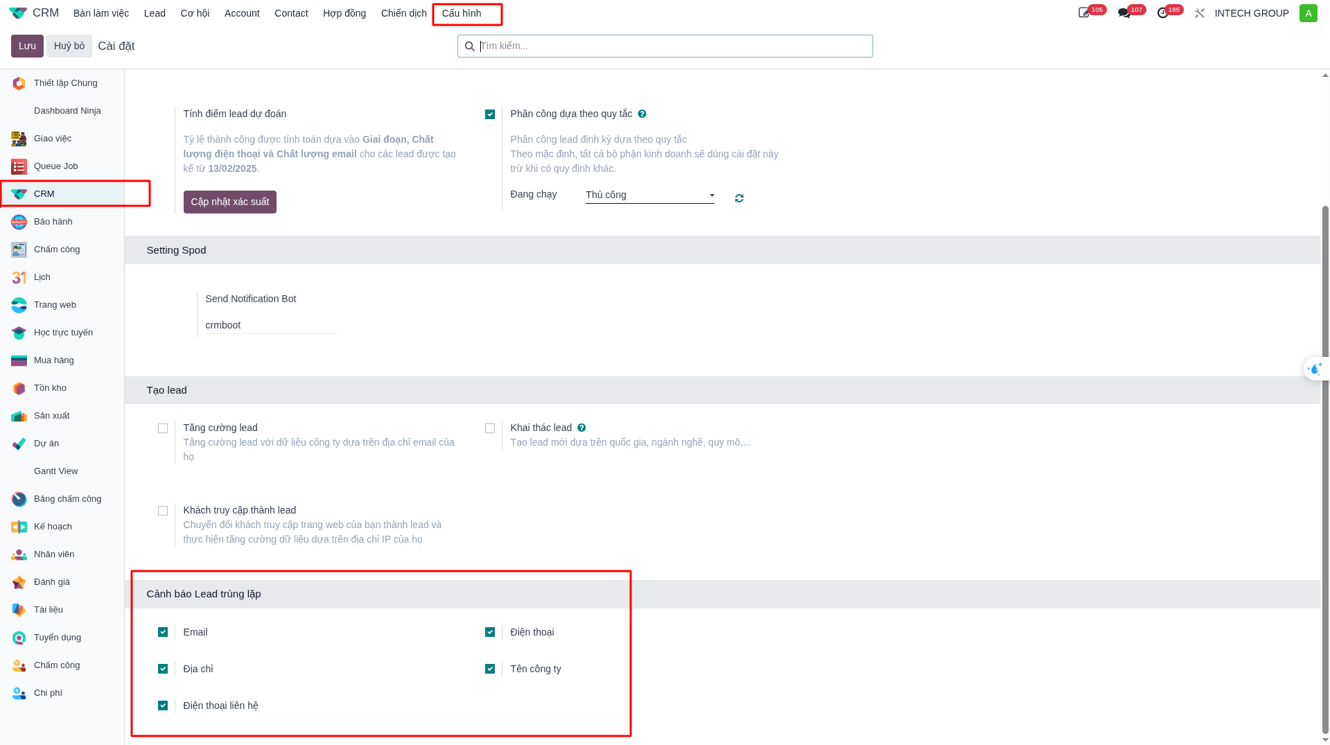 Duplicate detection rules configuration in CRM settings
