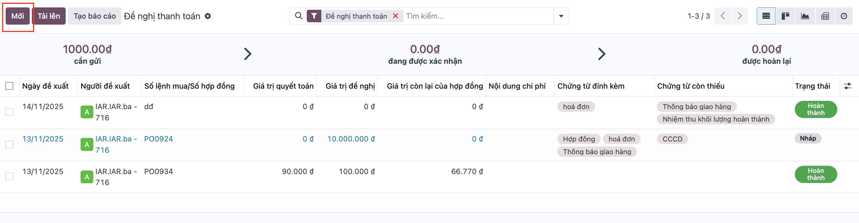 Creating a new payment request form