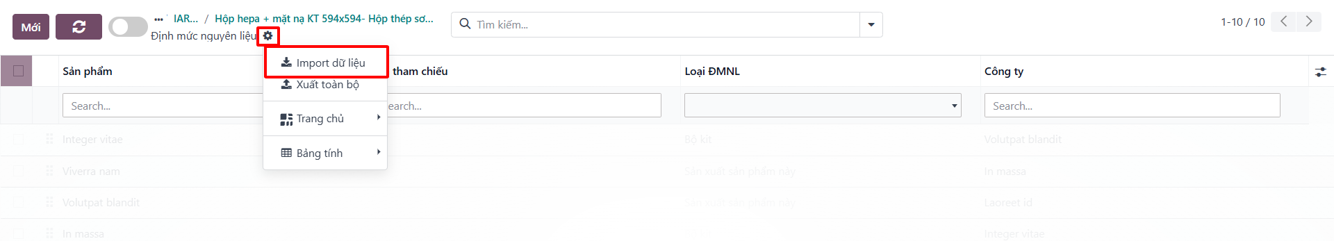 Saving Bill of Materials configuration