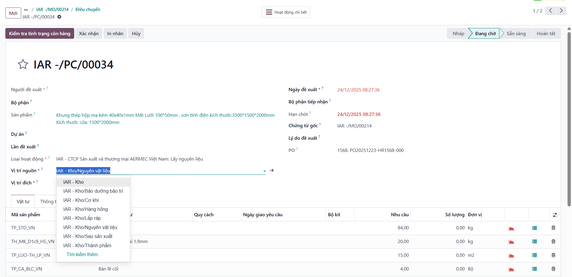 Backorder tracking for delayed raw materials