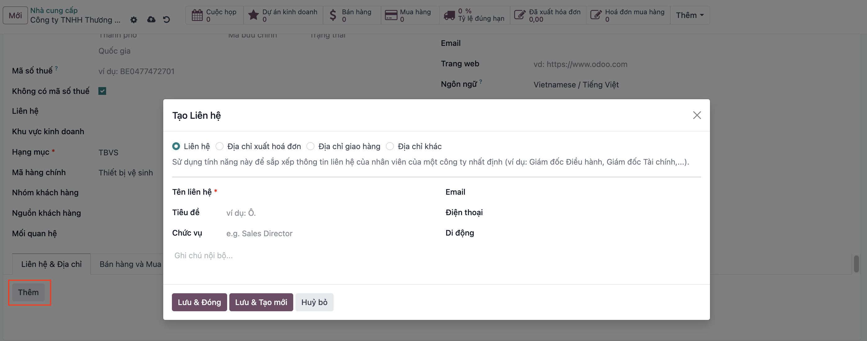 Adding child contact or regional office address