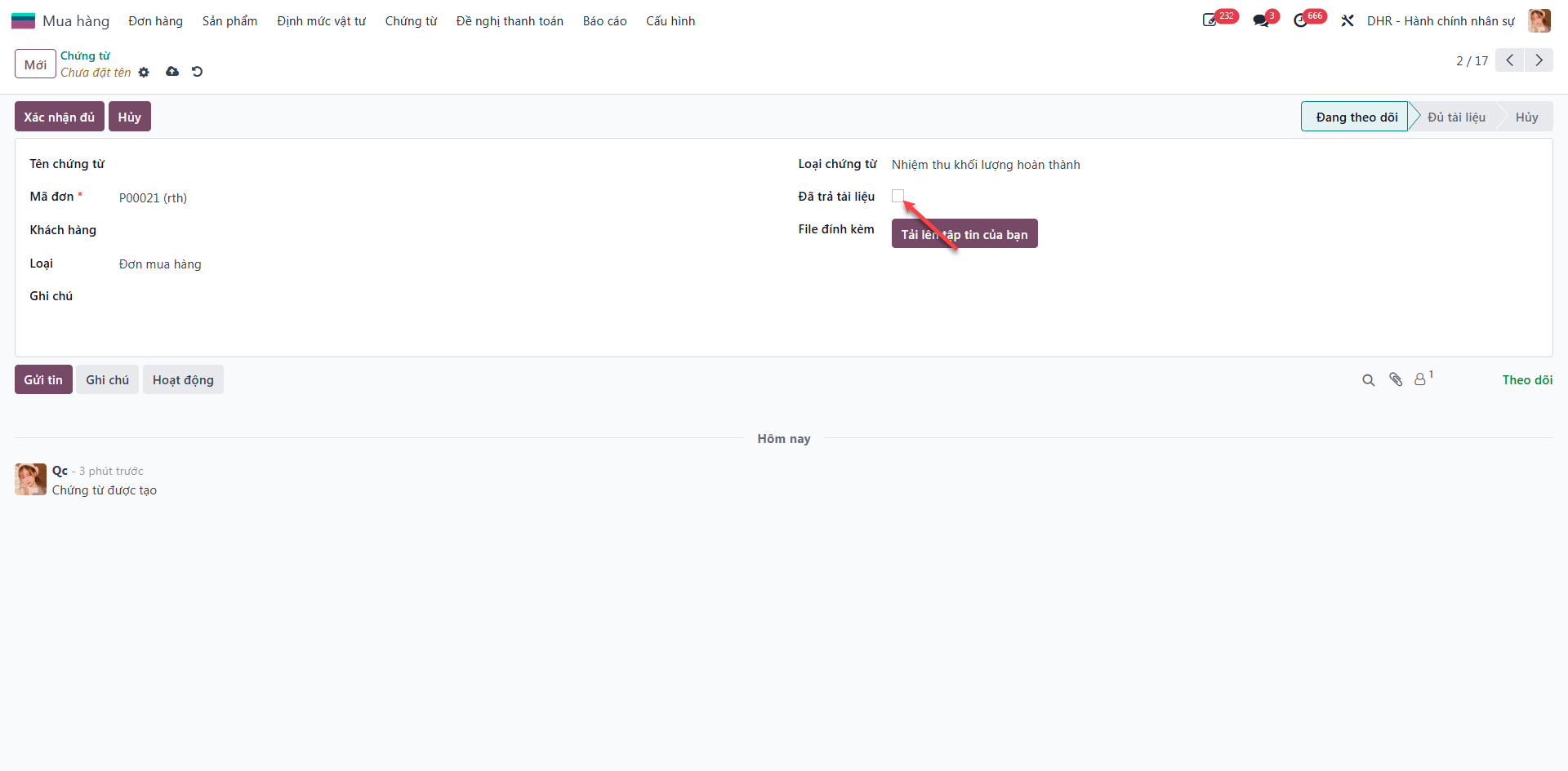 Confirming physical hard-copy receipt for line items