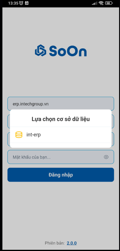 Select int-erp database on mobile application