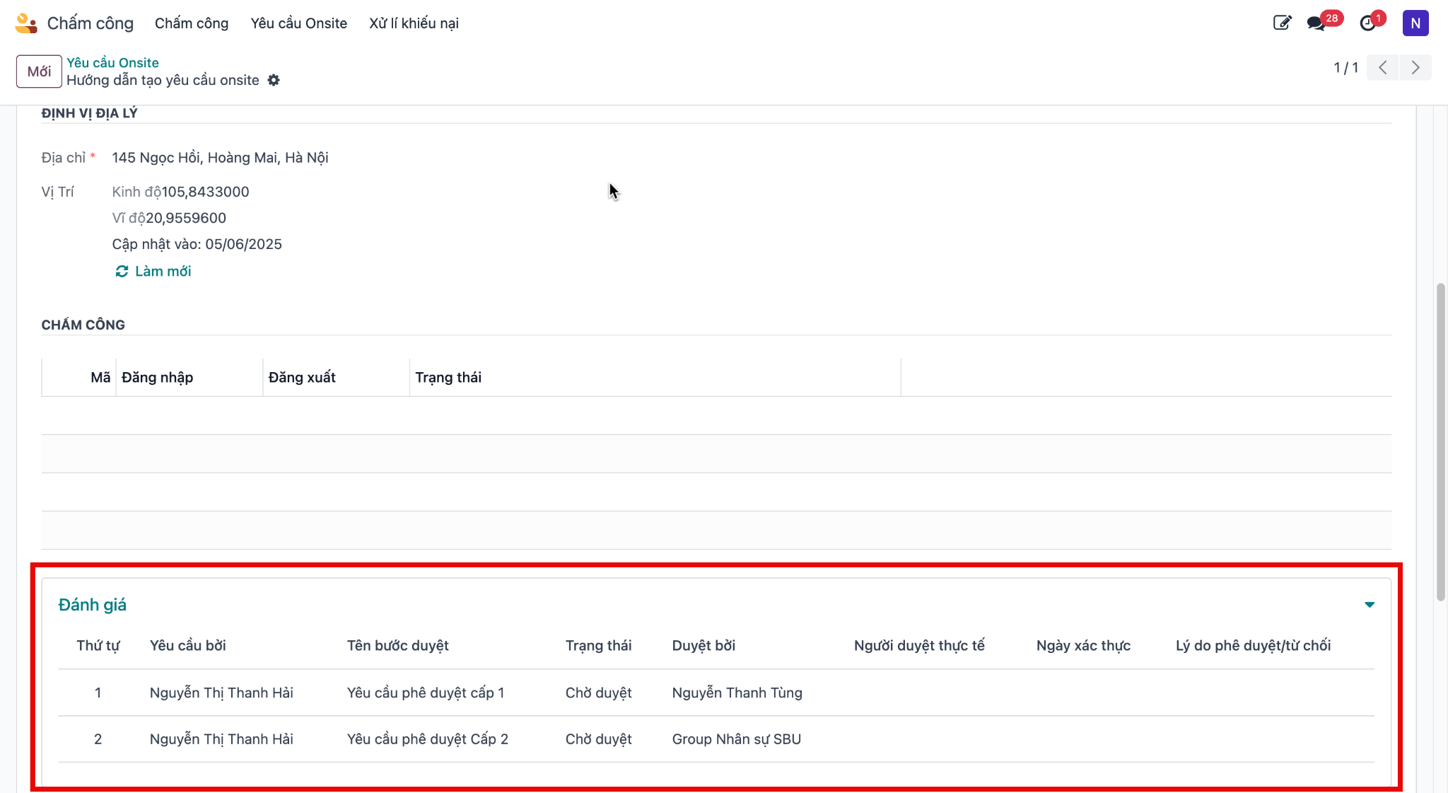 Multi-tier approval tracking matrix
