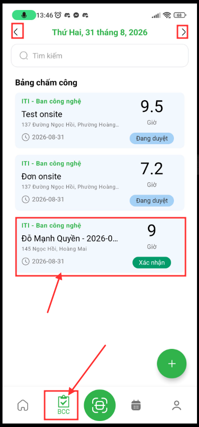 Select approved OT request from the attendance board tab for other dates