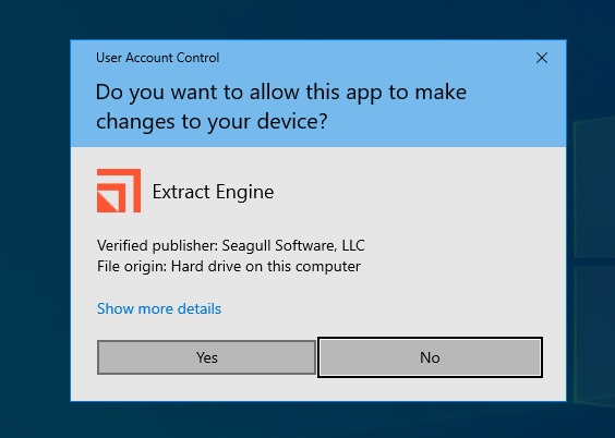 Confirming User Account Control dialog
