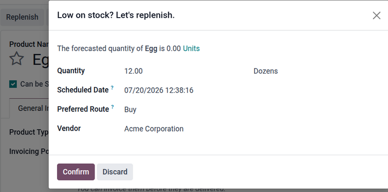 Click Replenish button to manually replenish.