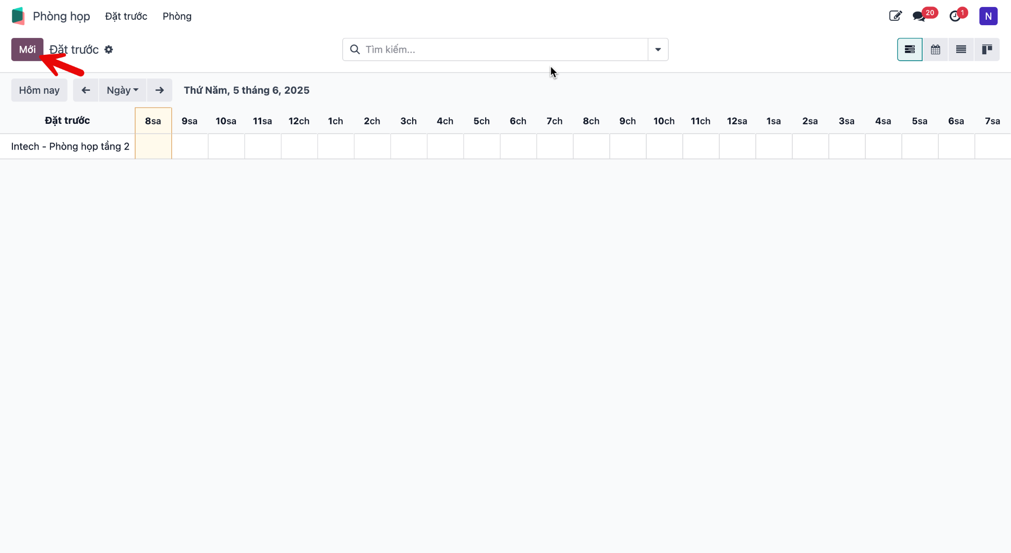 Meeting rooms Gantt schedule view