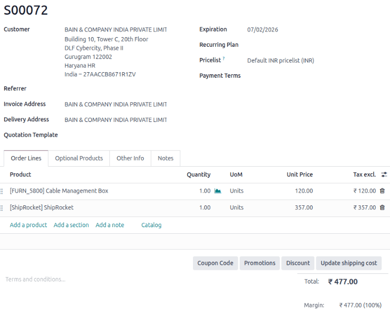 Add Shiprocket shipping to a sales order.