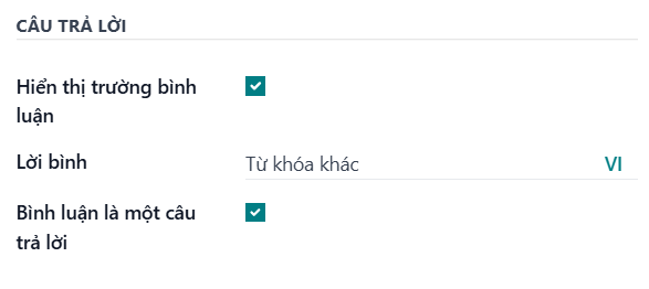 Configuring dynamic other answer field