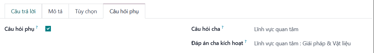 Sub-questions configuration tab overview
