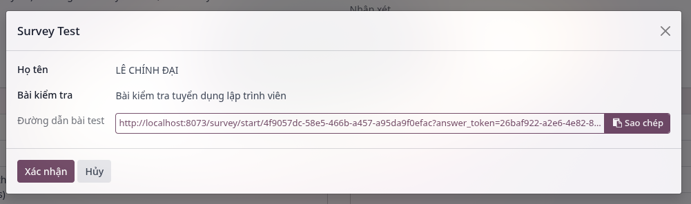 Link bài test của ứng viên