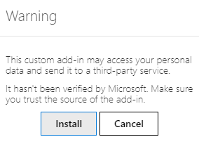 Cảnh báo cài đặt add-in tùy chỉnh trong Outlook