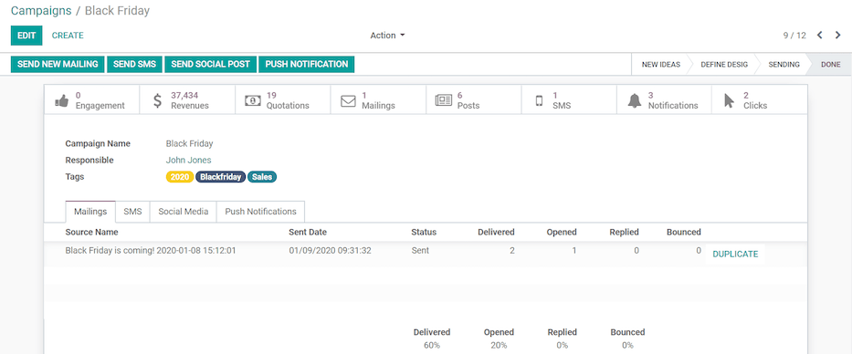 Xem trang mẫu chiến dịch mẫu trong Odoo Marketing trên Mạng xã hội.