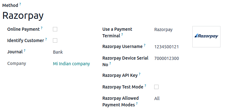 Biểu mẫu kết nối Razorpay