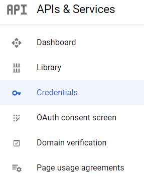 Menu nút Credentials.