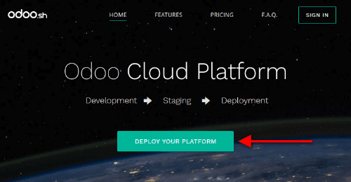 Nút Triển khai nền tảng của bạn trên Odoo.sh