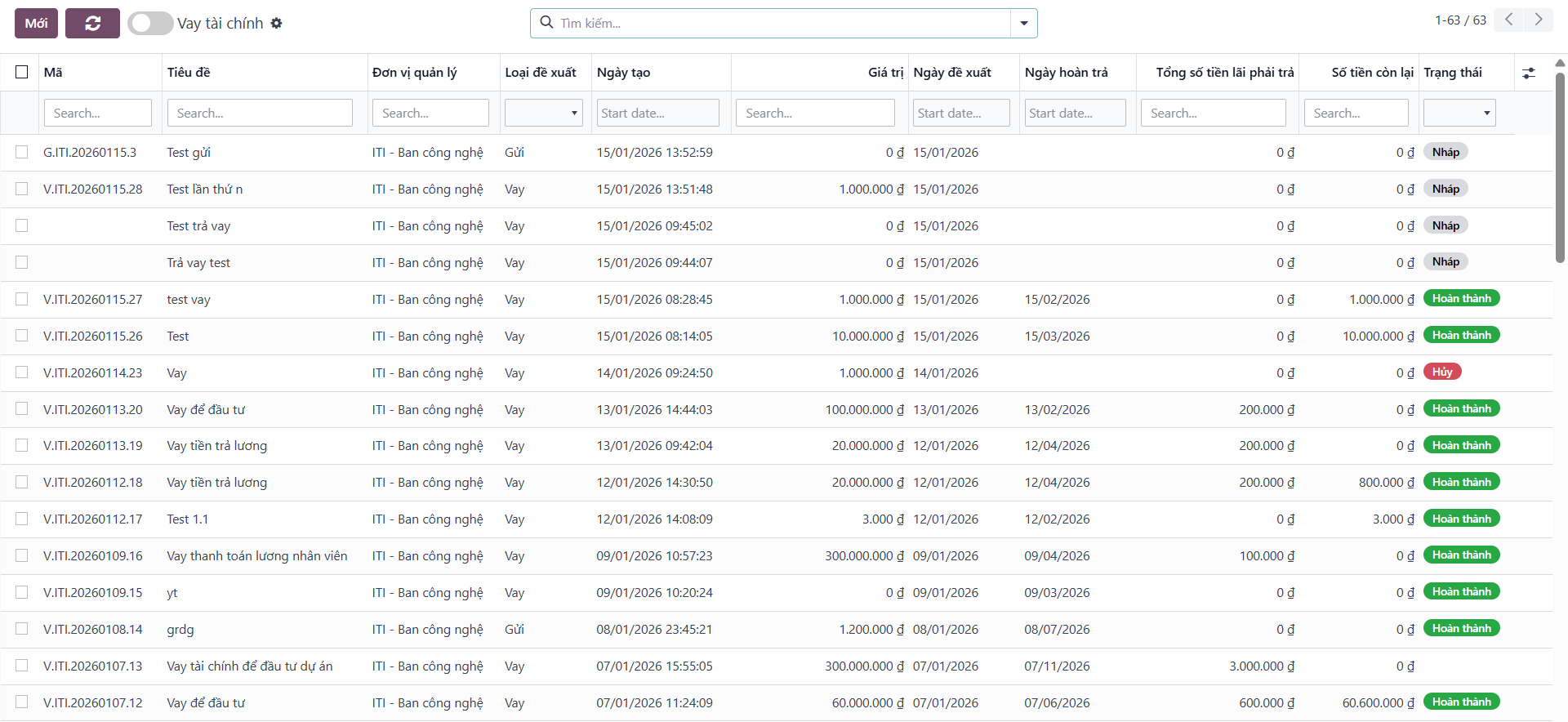 Accessing the loans list for batch repayment