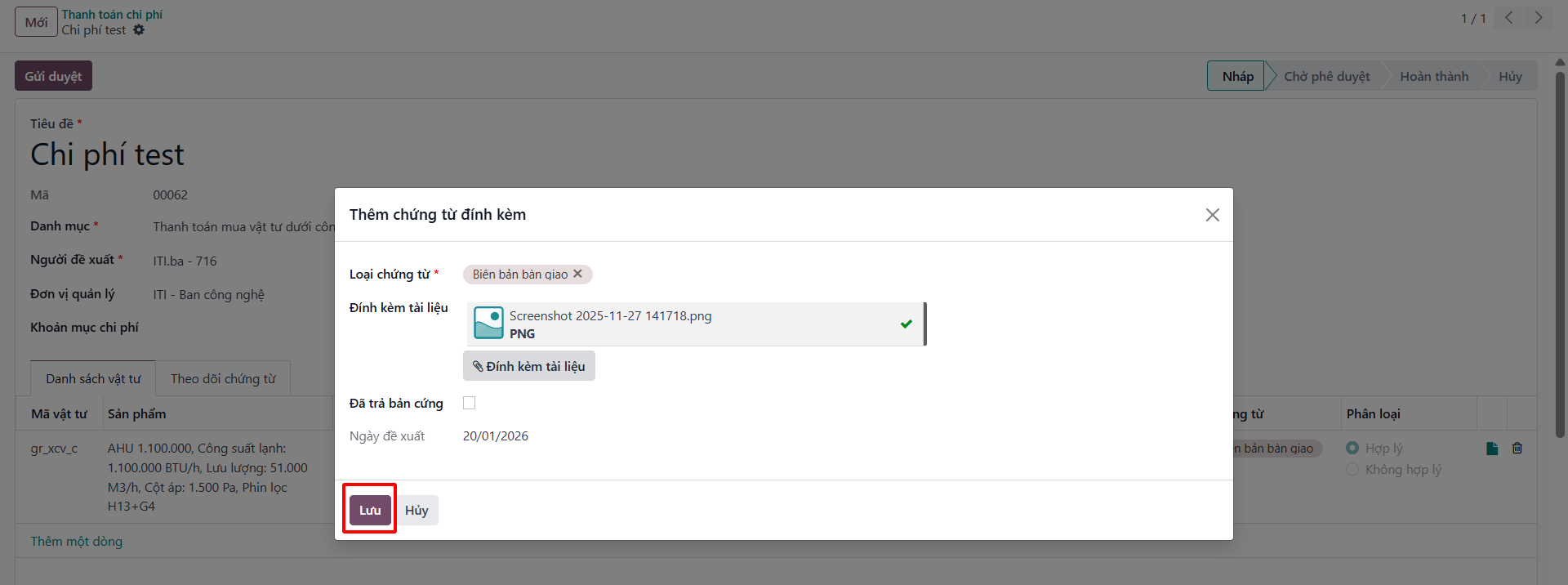 Uploading receipt image and saving attachment