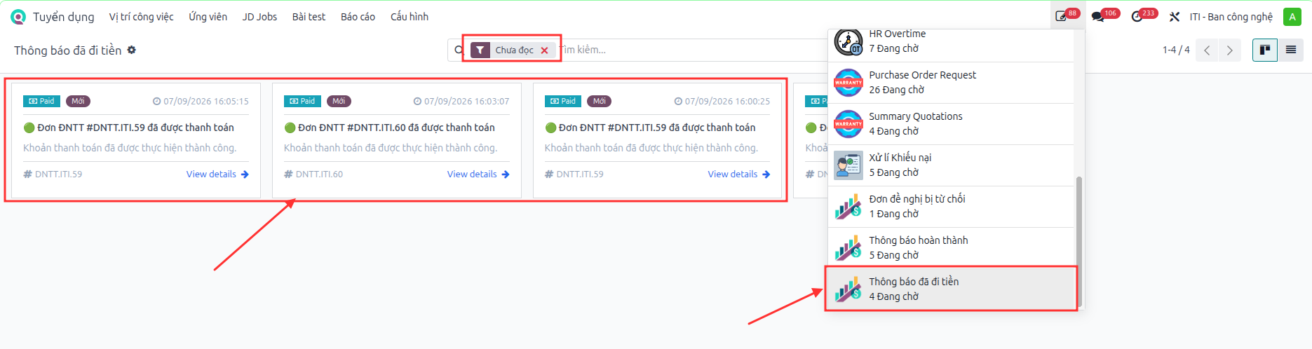 Real-time alert confirming payment disbursement execution