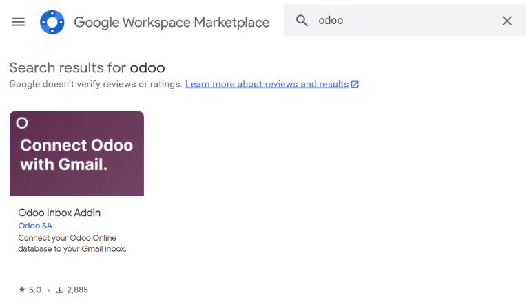 Odoo Inbox Addin trên Google Workspace Marketplace.