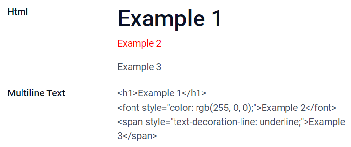 Ví dụ về các trường Html với các widget khác nhau