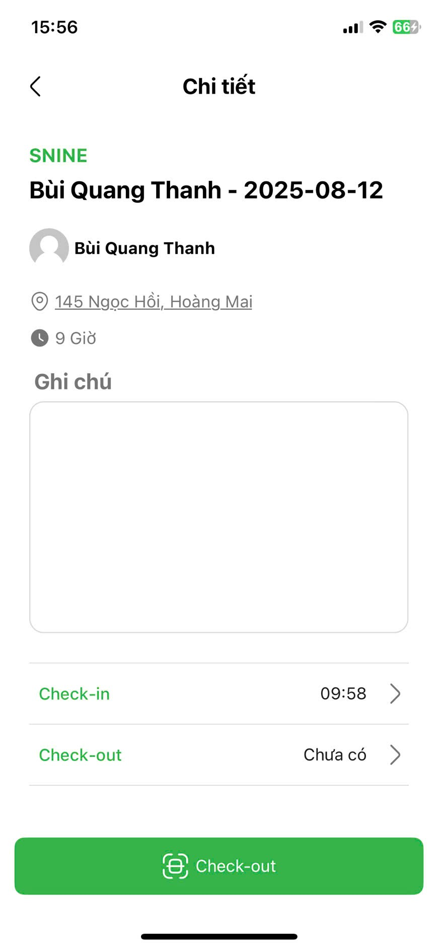 Xem chi tiết giờ check-in đã được hệ thống ghi nhận