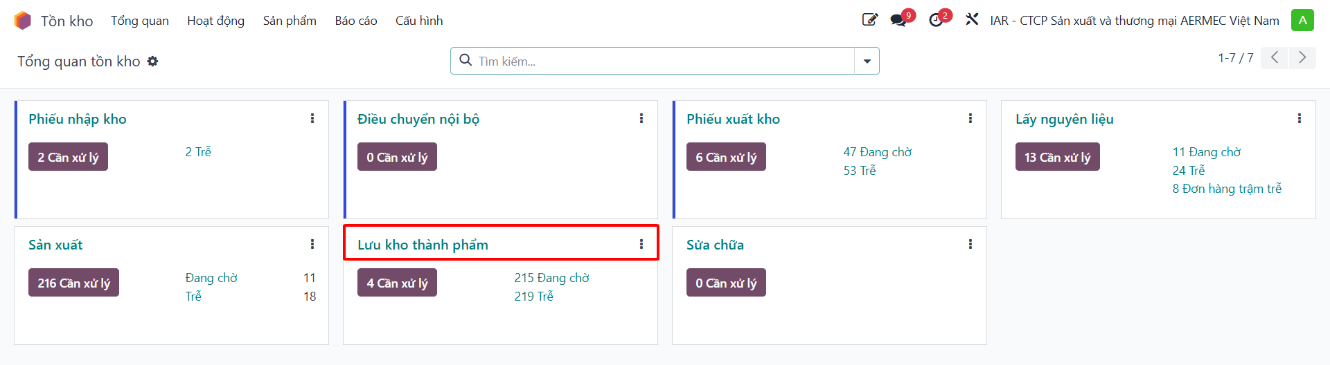 Lọc phiếu lưu kho thành phẩm theo mã PO