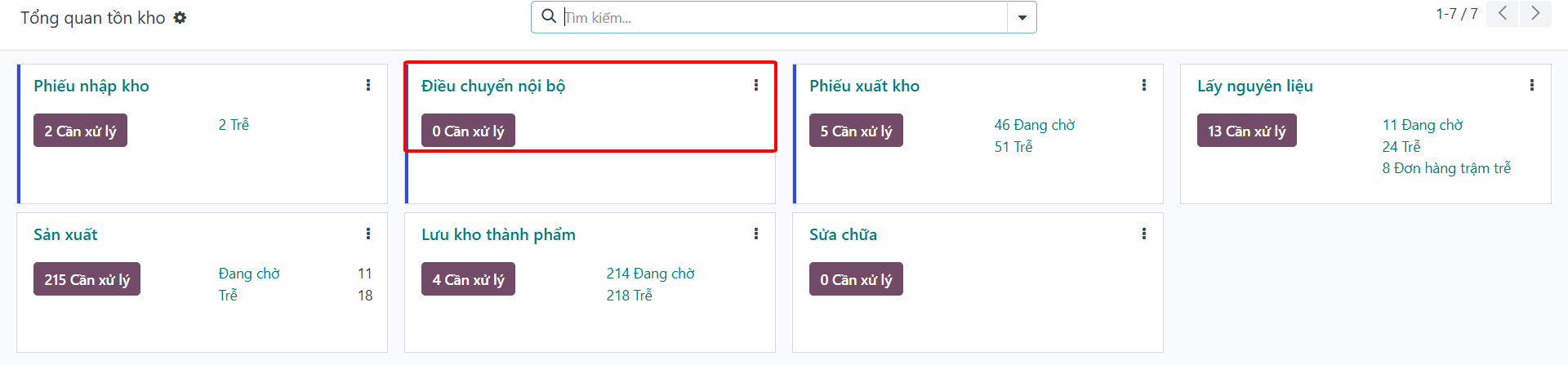 Truy cập menu Phiếu điều chuyển nội bộ