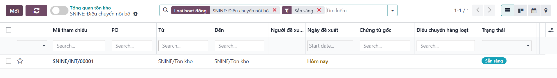 Lịch sử di chuyển tồn kho và nhật ký truy vết