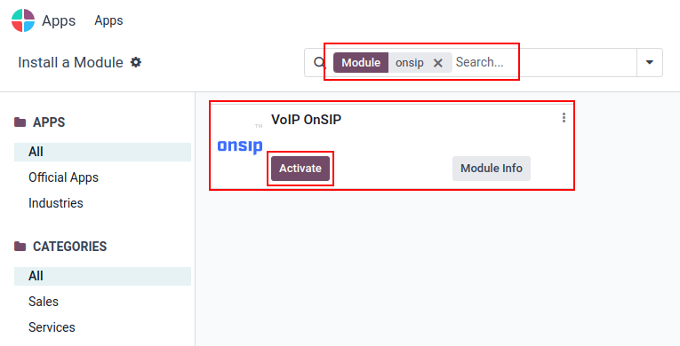 Xem ứng dụng OnSIP trong kết quả tìm kiếm ứng dụng.