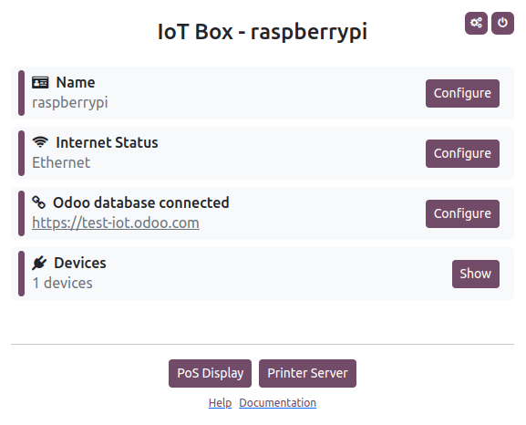 Trang chủ của IoT box