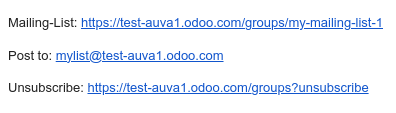 Các URL trong chân trang của email nhóm.