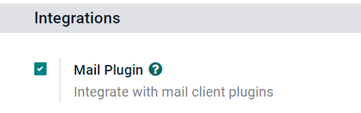 Tính năng Mail Plugin trong Settings.